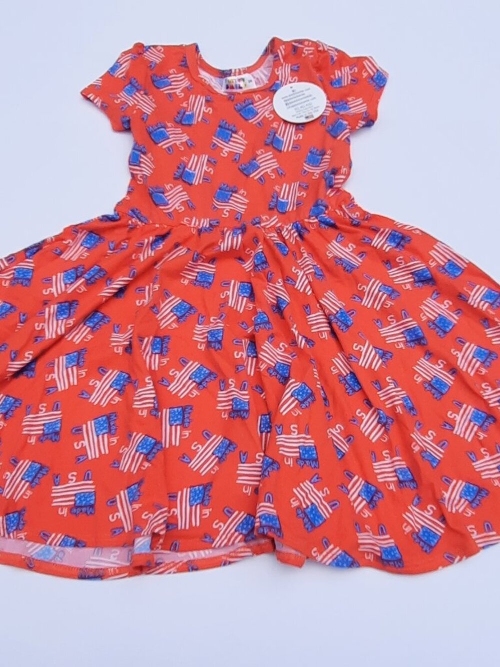 NWT Dot Dot Smile Girls Patriotic Twirl Dress Size 3/4 Made in USA